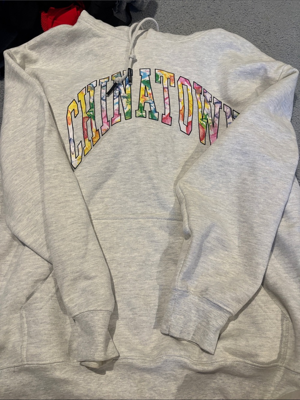 Chinatown Market Multicolor Logo Heather Gray Hoodie